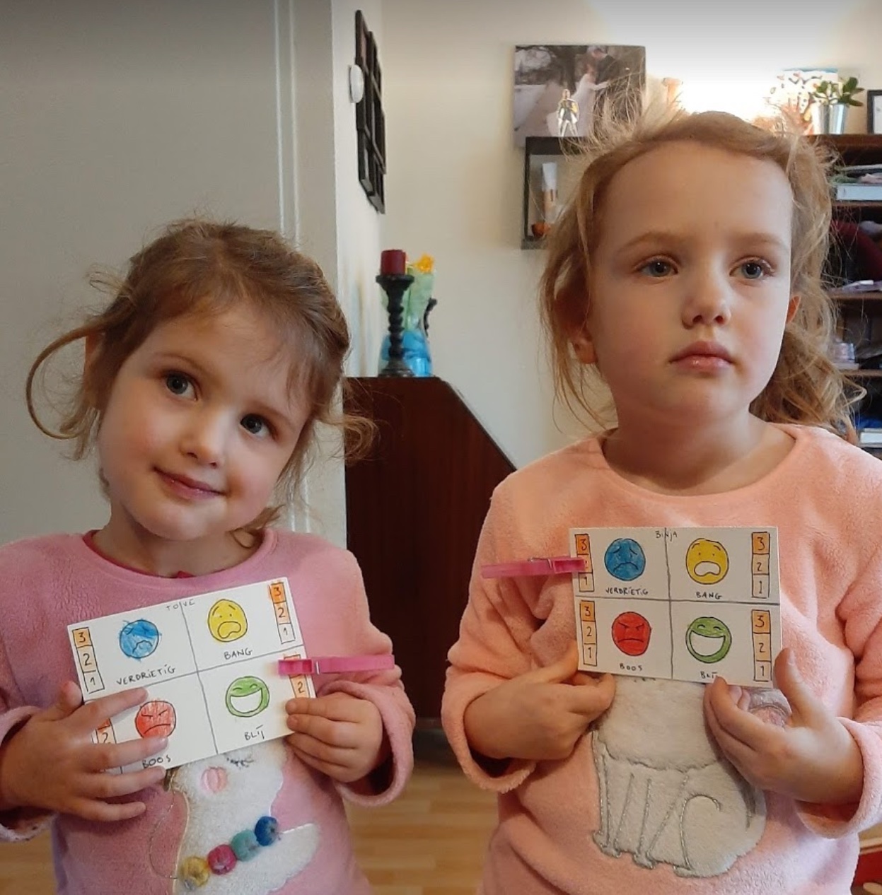 Kinderen met emotiekaarten